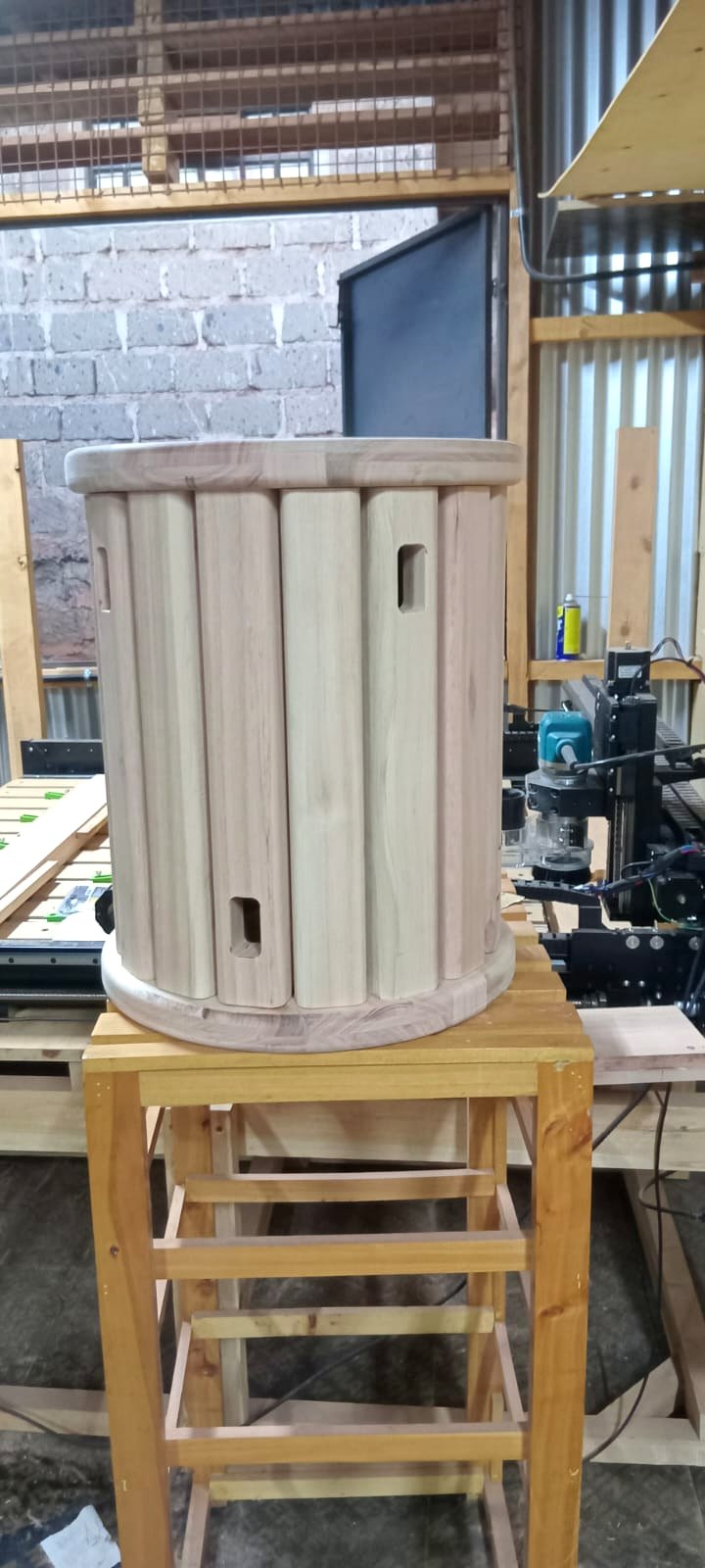 Fluted Cylindrical Side Table